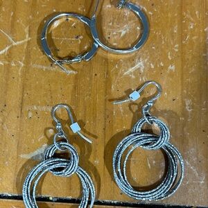2 pairs silver, sparkly earrings